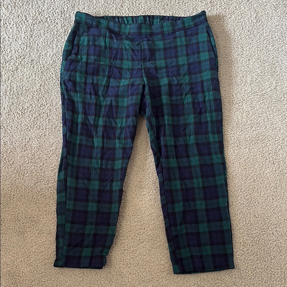 Old Navy Straight Leg Green and Blue Plaid Pants